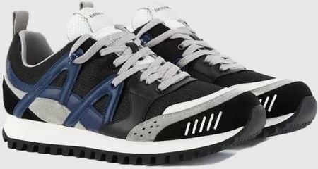 EMPORIO ARMANI Czarne sneakersy męskie z niebieskimi elementami