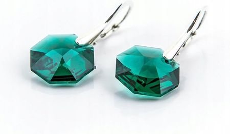 Gemsilver Kolczyki srebro z kr. Swarovski Octagon 14 Emerald