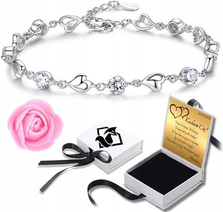 Bransoletka Damska Serce Srebro 925 łańcuszek