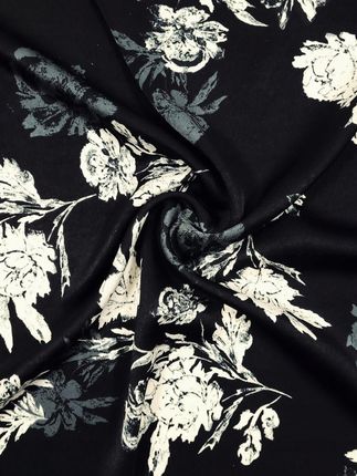 Yardtkaniny Tkanina Satyna jedwab na sukienkę czarne róże 0,5 1611945241