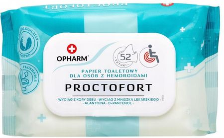 Opharm nawilżany papier toaletowy dla osób z hemoroidami Proctofort, 52szt.