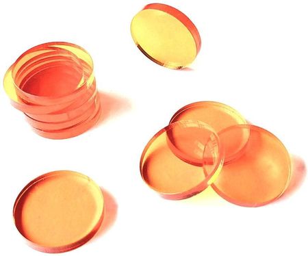 Crafters Żetony puste akryl transparent pomarańczowe 10szt