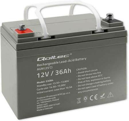 Akumulator AGM Qoltec 12V 36Ah max. 540A