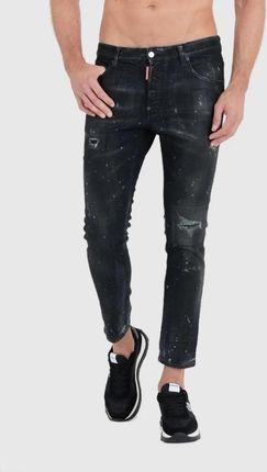DSQUARED2 Czarne jeansy black ring studs wash skater jeans