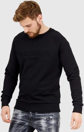 BALMAIN Czarna bluza męska z wypukłym logo