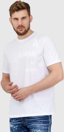 ARMANI EXCHANGE Biały t-shirt męski z białym logo