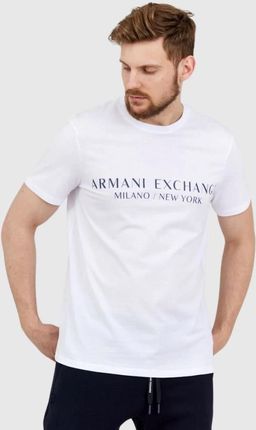 ARMANI EXCHANGE Biały t-shirt męski z aplikacją z logo