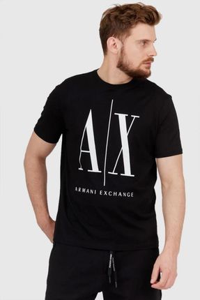 ARMANI EXCHANGE Czarny t-shirt męski z dużym logo