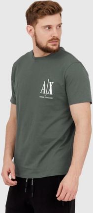 ARMANI EXCHANGE Szaro-zielony t-shirt męski z wyszywanym logo