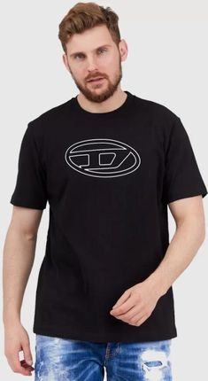DIESEL Czarny t-shirt męski z wytłaczanym logo