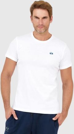 LA MARTINA Biały t-shirt męski z wyszywanym logo