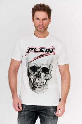 PHILIPP PLEIN Biały t-shirt męski Platinum cut round neck space plein