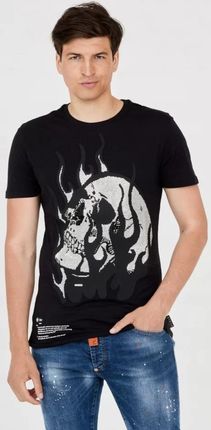 PHILIPP PLEIN T-shirt z czaszką w płomieniach