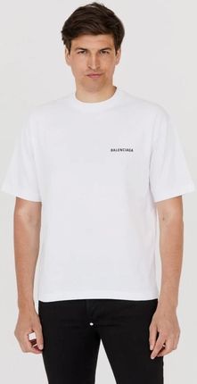 BALENCIAGA Biały t-shirt z logo na plecach