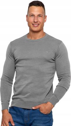 Sweter Męski Klasyczny Bawełniany Szary Modny Moraj XL