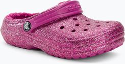 Klapki dziecięce Crocs Classic Lined Glitter Clog fuchsia fun/multi