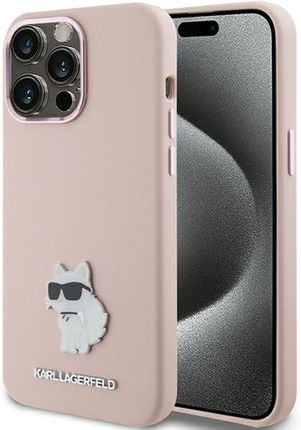 Karl Lagerfeld Klhcp15Lsmhcnpp Iphone 15 Pro 6 1" Różowy Pink Silicone Choupette Metal Pin