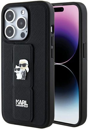 Karl Lagerfeld Klhcp15Xgsakcpk Iphone 15 Pro Max 6 7" Czarny Black Hardcase Gripstand Saffiano Choupette Pins