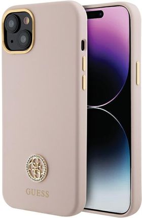 Guess Guhcp15Sm4Dgpp Iphone 15 6 1" Jasnoróżowy Pink Hardcase Silicone Logo Strass 4G