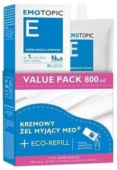 EMOTOPIC Zestaw, Kremowy Żel myjący Med+, 400 ml + Eco-Refill, 400 ml