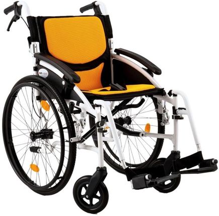 Wózek Inwalidzki Aluminiowy Ar 303 P.127A Pomarańczowy Koła Anty Wywrotne Nie Koła Tylne Koła Pompo