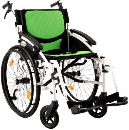 Wózek Inwalidzki Aluminiowy Ar 303 P.127A Zielony Koła Anty Wywrotne Tak Koła Tylne Koła Pompowane,