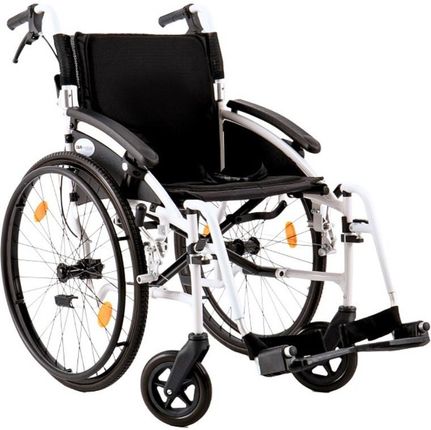 Wózek Inwalidzki Aluminiowy Ar 303 P.127A Czarny Koła Anty Wywrotne Nie Koła Tylne Koła Pompowane,