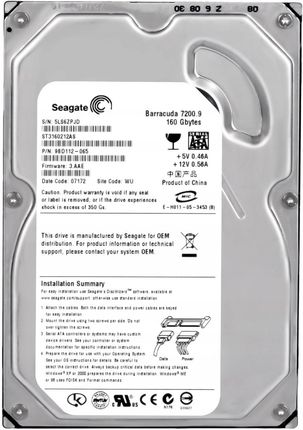 Seagate Barracuda 7200.9 160 GB 7200 rpm Serial ATA NCQ (ST3160212AS)