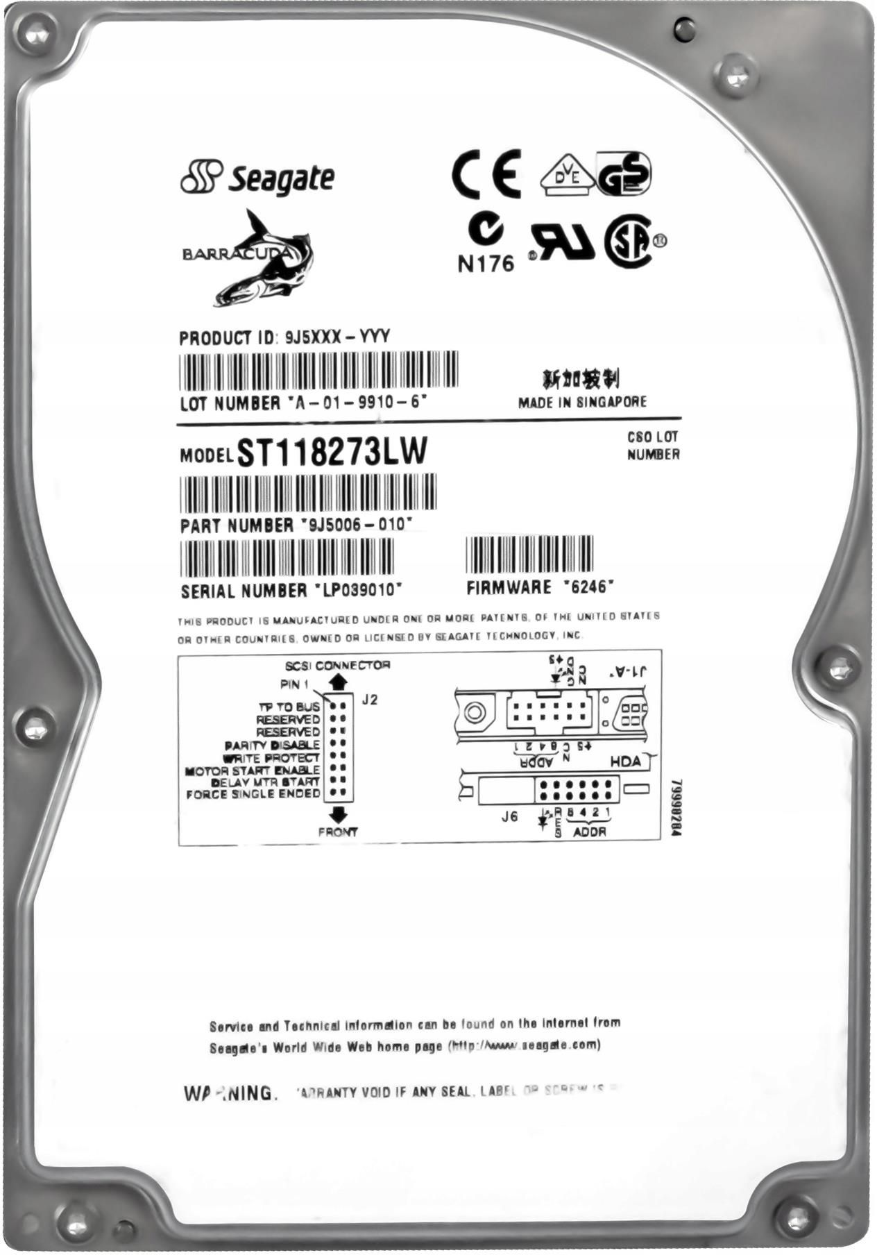 Dysk twardy Seagate ST318436LW Ultra160 SCSI Wide (Barracuda 18XL, LVD