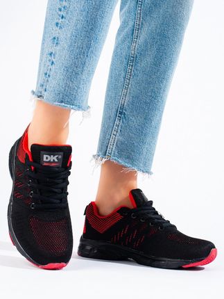 Tekstylne buty damskie sportowe czarno-czerwone DK-36