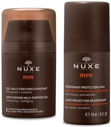 Nuxe Men Żel Nawilżający Do Twarzy 50 Ml + Nuxe Men Dezodorant Roll On Zapewniający Całodobową Ochronę 50 Ml