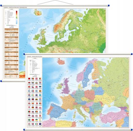 Europa 1:4 500 000 Mapa Ścienna Dwustronna Polityczna I Fizyczna