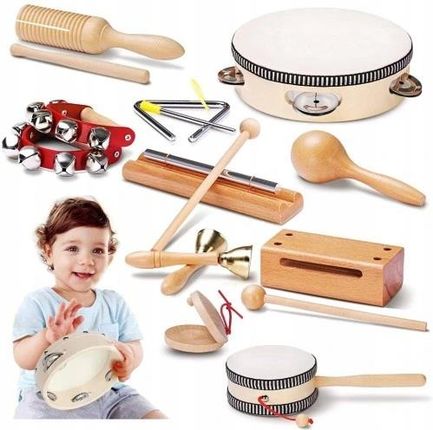 Drewniane Instrumenty Zestaw dla Dzieci Cymbałki ZABAWKA EDUKACYJNA PREZENT