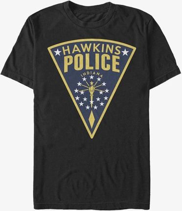 Queens Netflix Stranger Things - Hawkins Police Seal Unisex T-Shirt Black