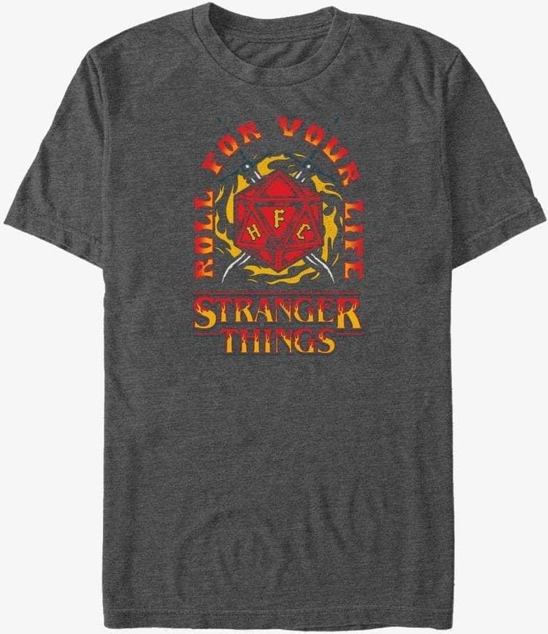 Stranger Things Men's Fire And Dice Graphic T-Shirt - Official Netflix Show Merchandise