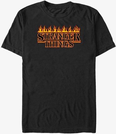 Queens Netflix Stranger Things - Flaming Logo Unisex T-Shirt Black