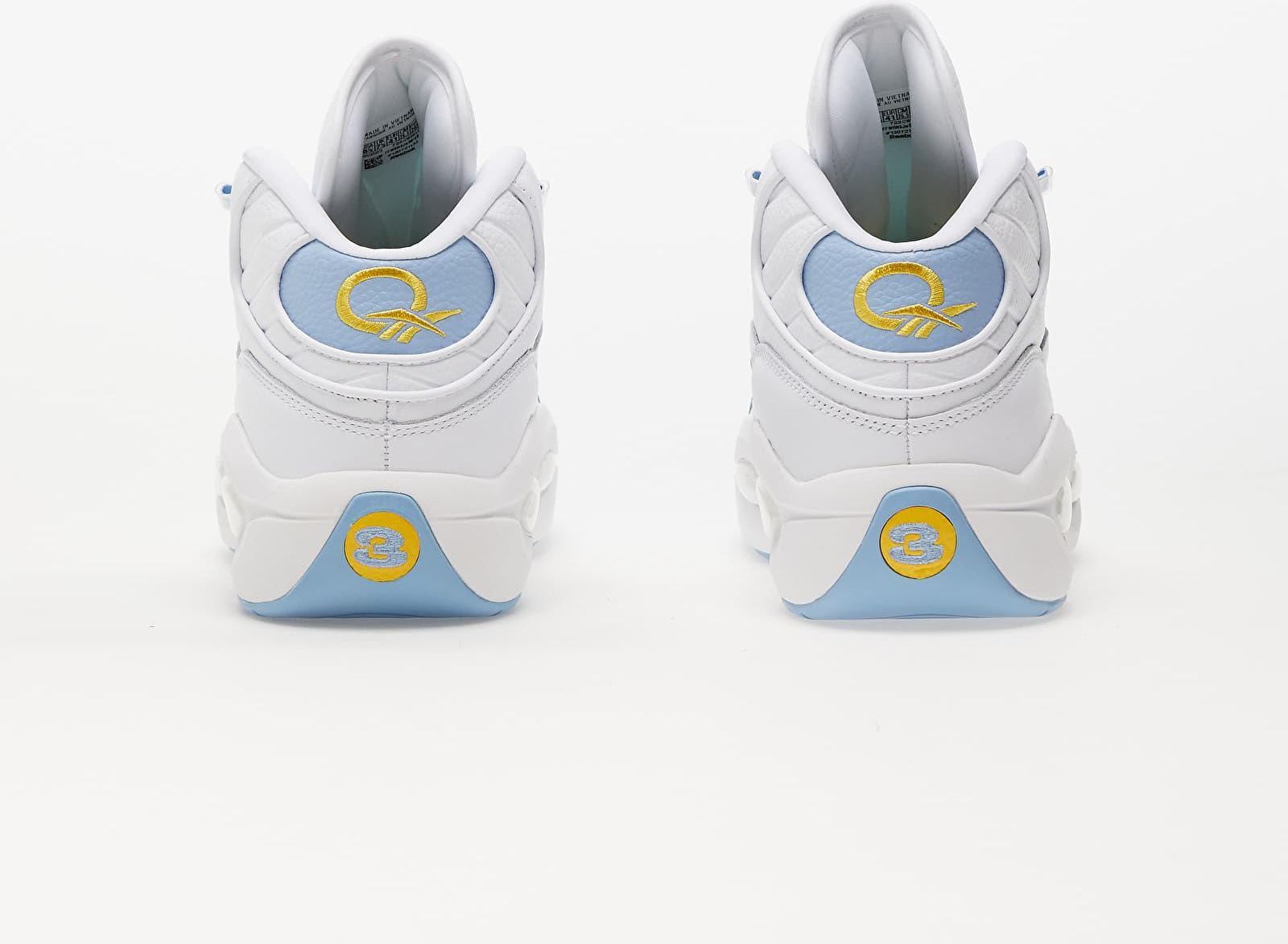 Reebok Question Mid ホワイト/イエロー Mens REEBOK QUESTION Mid White Yellow Iverson Shoes Sneakers