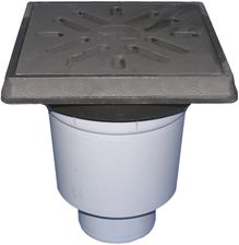 Zdjęcie Wpust podwórzowy Perfekt DN160 z odejściem pionowym, ramą z żeliwa 260x260mm, kratką ściekową z żeli - Szamotuły