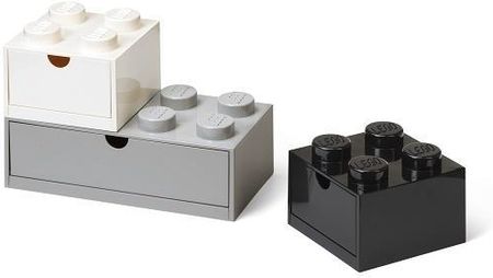 Lego Pudełka Na Biurko Z Szufladą Multi Pack 3 Szt. Czarny Biały Szary