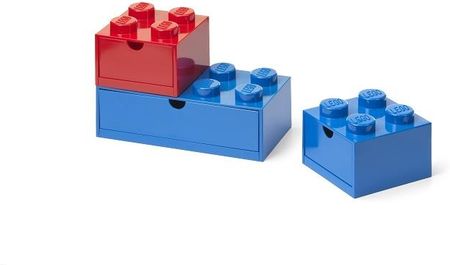 Lego Pudełka Na Biurko Z Szufladą Multi Pack 3 Szt. Czerwony Niebieski