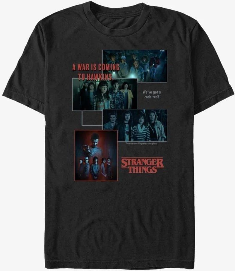Maglietta Stranger Things Unisex – Poster Stagione 1, Blu Navy, Taglia S