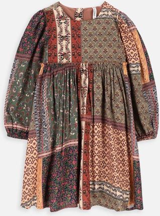 Sukienka tkaninowa wielokolorowa rozkloszowana z printem na całości