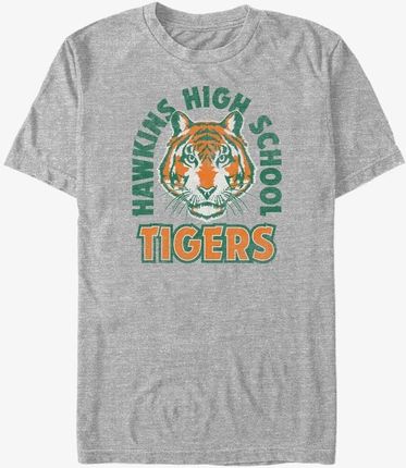 Queens Netflix Stranger Things - Hawkins High School Tigers Arch Unisex T-Shirt Heather Grey