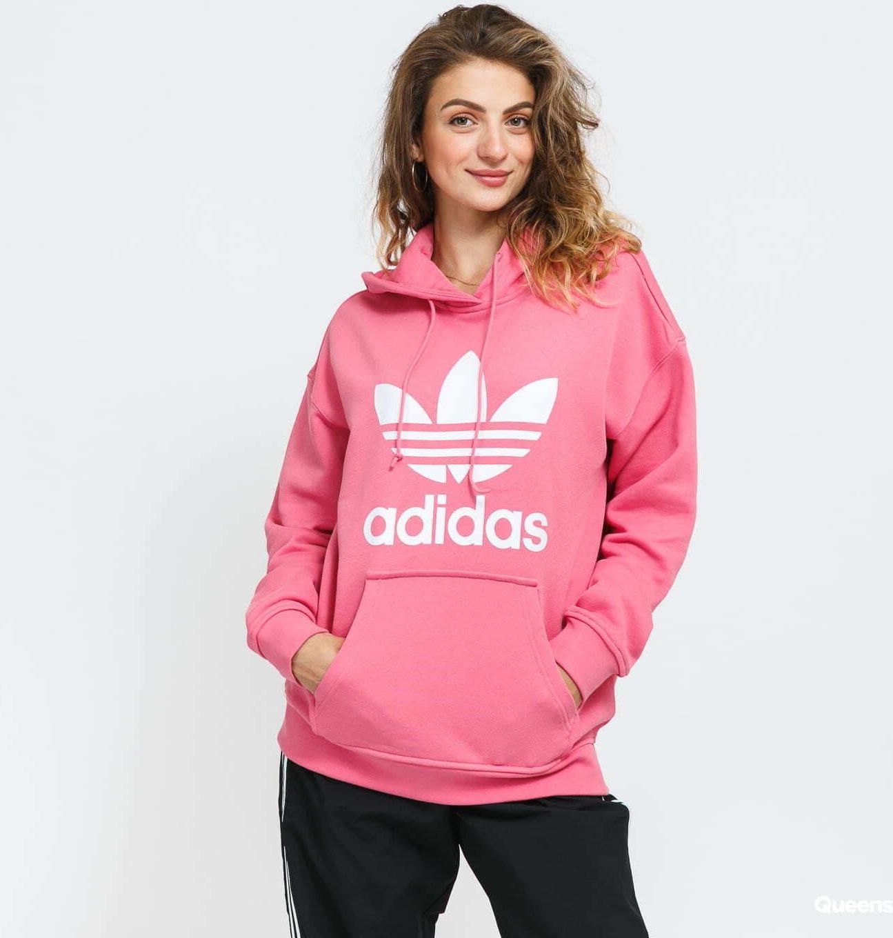 adidas trefoil hoodie pink