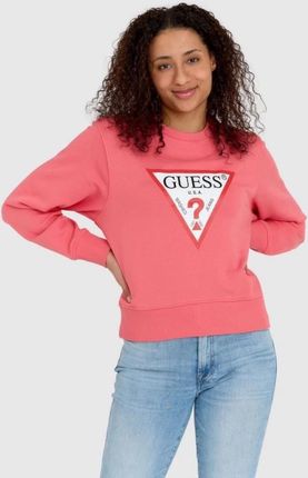 GUESS Różowa bluza damska z dużym logotypem regular fit