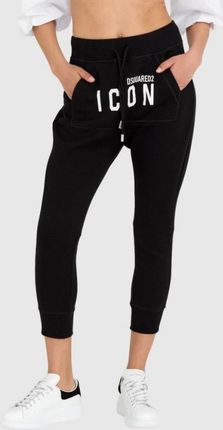 DSQUARED2 Czarne spodnie dresowe damskie z kieszenią na przodzie i logo icon