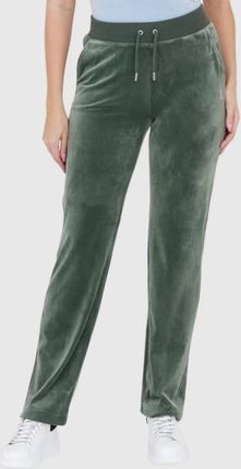 JUICY COUTURE Welurowe zielone spodnie dresowe diamante bottoms