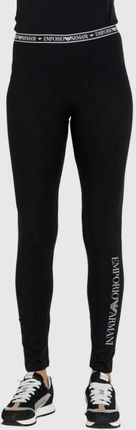 EMPORIO ARMANI Czarne legginsy damskie ze srebrnym logo slim fit