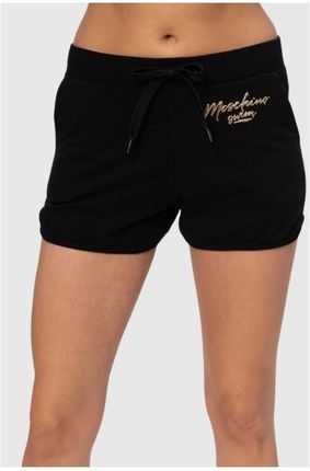 MOSCHINO Czarne szorty damskie ze złotym logo