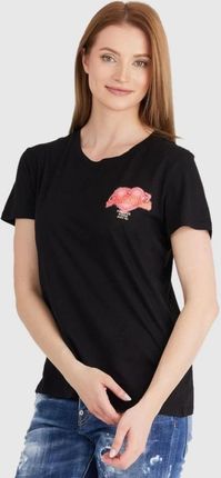 GUESS Czarny t-shirt damski z kolorowym printem